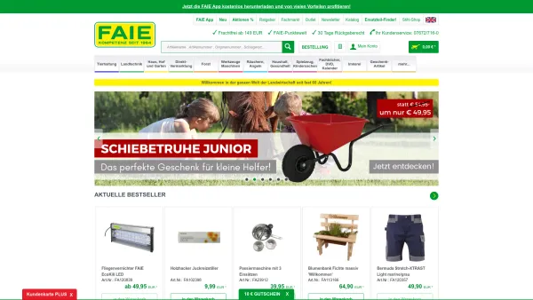 Website Screenshot: FAIE HandelsgesmbH - FAIE Shop - Landtechnik, Tierhaltung, Agrarbedarf + mehr - Date: 2023-06-22 15:00:42