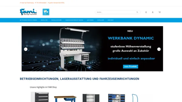 Website Screenshot: Fami HANDELS GmbH web site - Betriebseinrichtungen & Fahrzeugeinrichtungen | FAMI Shop - Date: 2023-06-22 15:17:05