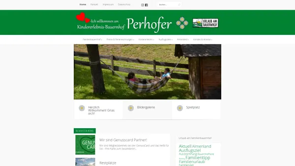 Website Screenshot: Ferienwohnungen Perhofer - Kindererlebnis-Bauernhof Perhofer - Date: 2023-06-26 10:26:19