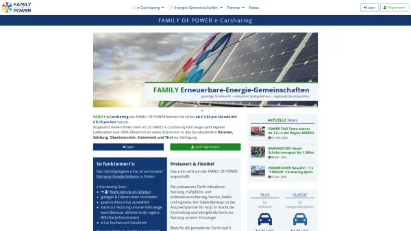 Website Screenshot: FAMILY OF POWER OF FAMILY SCE mbH - FAMILY OF POWER e-Carsharing - Date: 2023-06-26 10:26:19