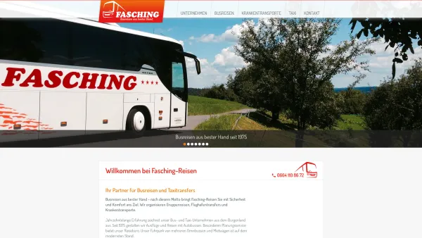 Website Screenshot: Fasching Reisen Wilhelm Fasching Ges.m.b.H. - Fasching-Reisen – Busunternehmen mit Reisebüro - Fasching Reisen - Date: 2023-06-15 16:02:34