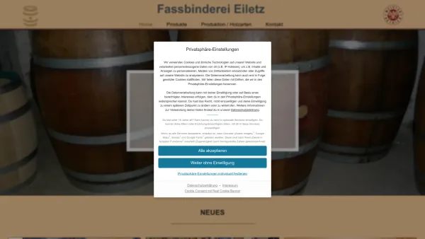 Website Screenshot: Eiletz Fassbinderei &Tischlerei Meisterbetrieb, Holz & Korbwaren - Fassbinderei Eiletz – Fassbinderei Eiletz seit 200 Jahren - Date: 2023-06-22 15:00:45