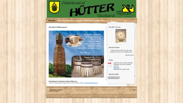 Website Screenshot: Fassbinderei Hütter - Fassbinderei Hütter - Startseite - Date: 2023-06-22 15:00:45