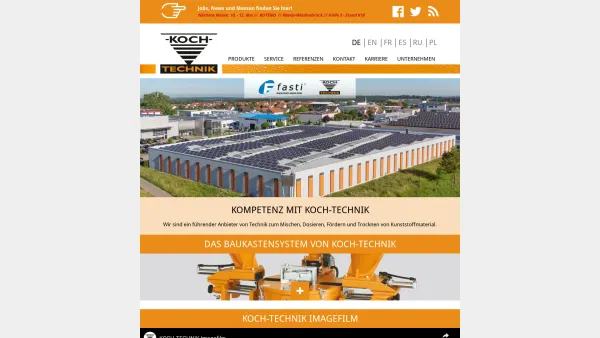 Website Screenshot: FASTI Farrag Stipsits GmbH auxiliary equipment for plastics machinery drying cooling material handling - Koch Technik - Start - Date: 2023-06-22 15:00:45