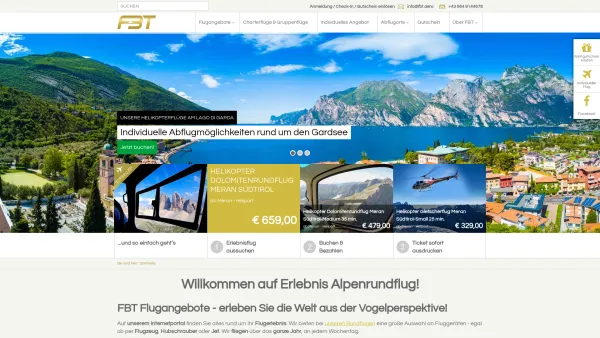 Website Screenshot: FBT Fly-Business-Tyrol Flight Service Ebenbichler - Alpenrundflug Erlebnis-FBT - Date: 2023-06-22 15:00:45