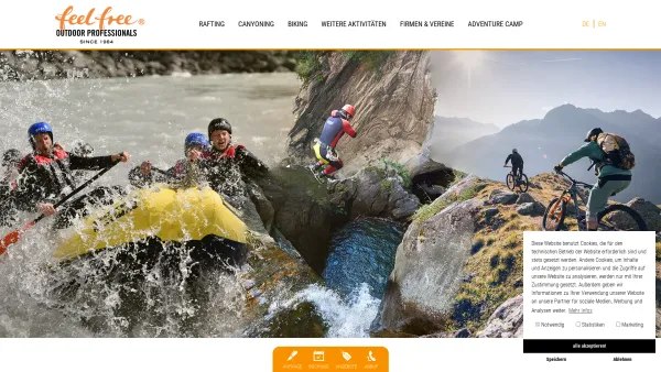 Website Screenshot: Feelfree best of outdoor Tirol Österreich - Feelfree Outdoor Camp Rafting Canyoning Ötztal Tirol | feelfree.at - Date: 2023-06-22 15:16:24