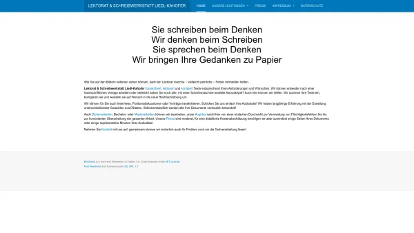 Website Screenshot: Lektorat und Schreibwerkstatt Liedl-Kahofer - Home - Date: 2023-06-14 10:40:10