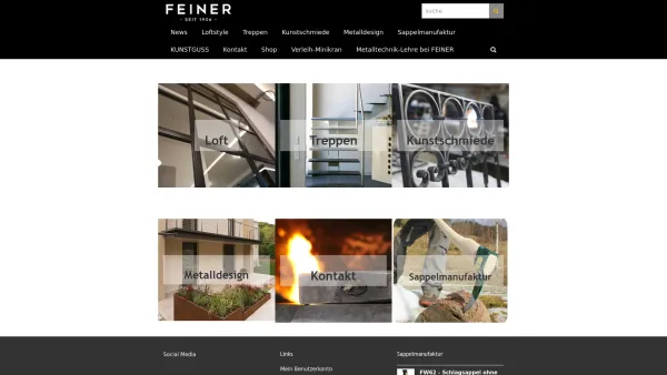 Website Screenshot: FEINER  Die Schmiede
Design in Metall - Homepage - Feiner - Date: 2023-06-22 15:11:23