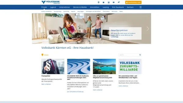 Website Screenshot: Volksbank Vertrauen verbindet - Ihre Kärntner Regionalbank! | Volksbank Kärnten eG - Date: 2023-06-22 15:11:23