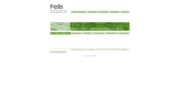 Website Screenshot: Felis facilitäre Forschungs- und Beratungsgesellschaft mbH. - Felis - Facilitäre Forschungs- und Beratungsgesellschaft mbH. - Date: 2023-06-22 15:11:23