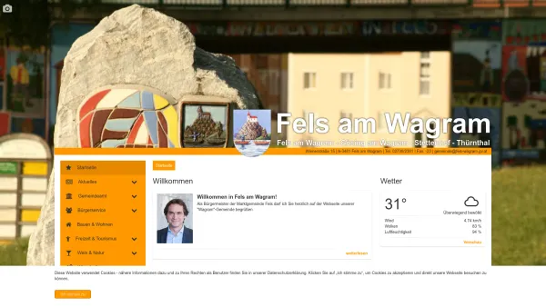 Website Screenshot: Gemeindeamt Fels am Fels Online - Marktgemeinde Fels am Wagram - Date: 2023-06-22 15:00:49