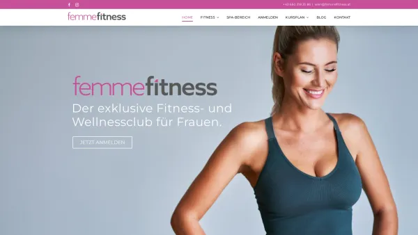 Website Screenshot: Fitness und Wellness FEMME WIEN dem Top-Fitness-Studio Wien - HOME - Femme Fitness Wien - Date: 2023-06-22 15:00:49
