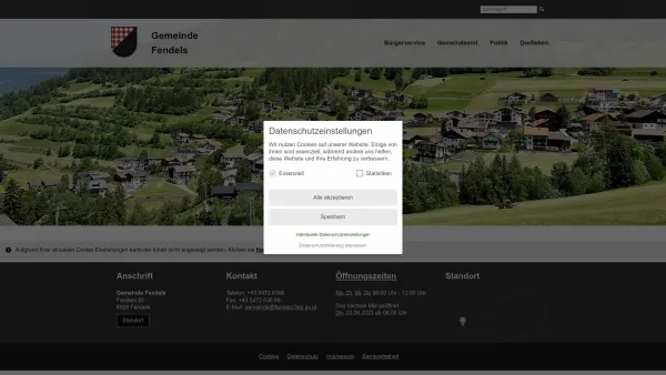 Website Screenshot: Gemeindeamt Fendels RiS-Kommunal - Fendels - Tirol - Startseite - Date: 2023-06-22 15:00:49