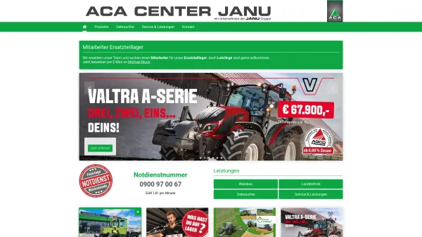 Website Screenshot: Harald Janu FENDT-Janu - Willkommen - ACA Center Janu - Traktoren und Landmaschinentechnik in Gerasdorf - Date: 2023-06-22 15:00:49