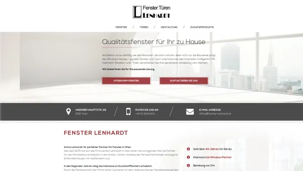 Website Screenshot: Anton Lenhardt Fenster u Türen 1st window partner - Internorm Fenster Wien | Reperatur | Service | Firma Lenhardt - Date: 2023-06-22 15:00:49