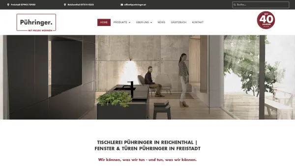 Website Screenshot: Pühringer GmbH u Co KG JOSKO Fenster Türen - Tischlerei Pühringer in Freistadt & Reichenthal - mit Freude wohnen. - Date: 2023-06-22 15:00:49