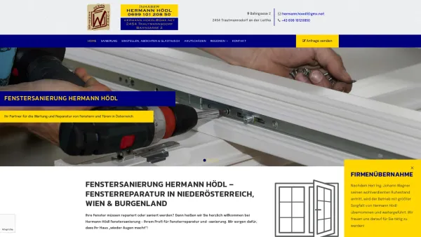 Website Screenshot: Ing. Johann Wagner - Fensterreparatur in Niederösterreich, Wien und Burgenland - Fenstersanierung Hermann Hödl - Date: 2023-06-15 16:02:34
