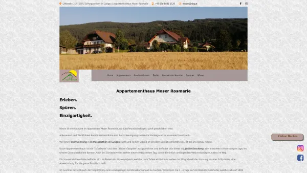 Website Screenshot: Appartementhaus Moser Rosemarie, ferien-lungau.at - Ferienwohnung, Appartements, Komfortzimmer im Lungau - Date: 2023-06-22 15:00:50