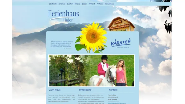 Website Screenshot: Ferienhaus Huber - Ferienhaus Huber | Urlaub im schönen Kärnten (St. Michael/Bleiburg/Region Klopeinersee) - Date: 2023-06-15 16:02:34