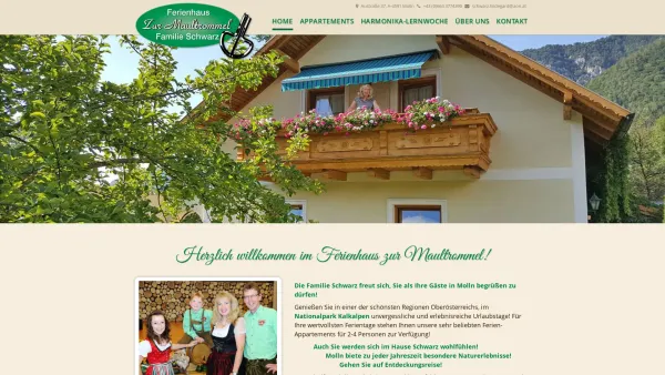 Website Screenshot: Ferienhaus Zur Maultrommel - Startseite - Ferienwohnung Maultrommel - Fam. Schwarz - Molln - Date: 2023-06-14 10:39:48
