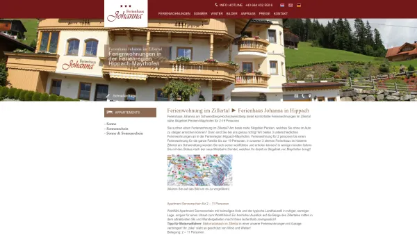Website Screenshot: Ferienhaus Johanna im Zillertal/Tiro/Österreich - Ferienwohnung im Zillertal ⪧ Ferienhaus Johanna in Hippach-Mayrhofen - Date: 2023-06-22 15:00:50