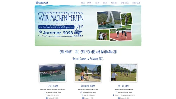 Website Screenshot: Ferienhort am Wolfgangsee - Ferienhort - Die Feriencamps am Wolfgangsee - Date: 2023-06-22 15:00:50