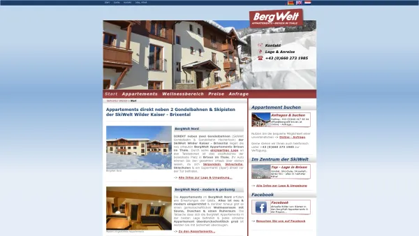Website Screenshot: BergWelt Ferienwohnungen - Appartements Bergwelt Brixen: Start - Date: 2023-06-14 10:39:48