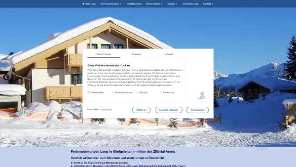 Website Screenshot: Ferienwohnungen Lang - Ferienwohnung in Königsleiten - Skiurlaub Zillertal Arena Österreich Sauna Ferienwohnungen - Date: 2023-06-15 16:02:34
