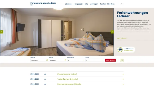 Website Screenshot: Ferienwohnungen Lederer - Ferienwohnungen Lederer - Home - Date: 2023-06-22 15:13:25