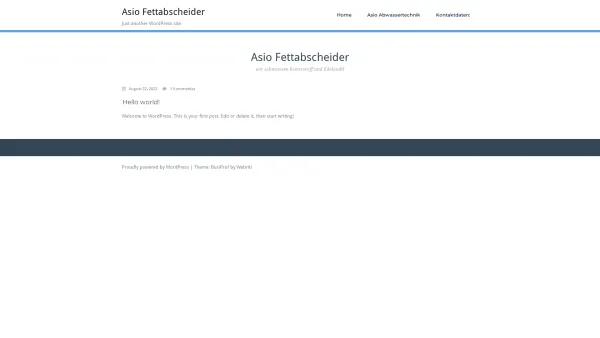 Website Screenshot: ASIO Abwassertechnik & GFD Chemie - Asio Fettabscheider – Just another WordPress site - Date: 2023-06-22 15:13:26