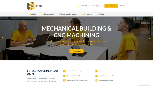Website Screenshot: FETZEL Maschinenbau GmbH - Fetzel – mechnical building and CNC machining from Vorarlberg - Date: 2023-06-15 16:02:34