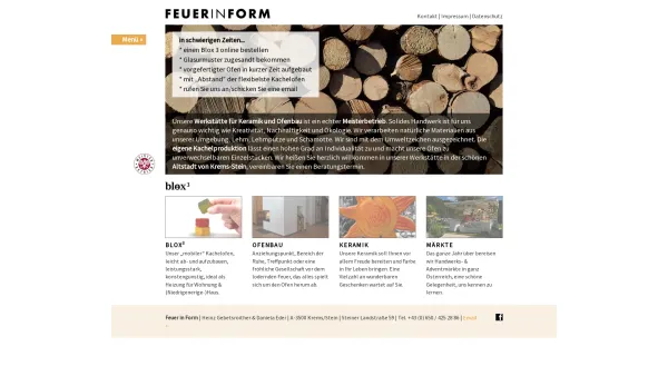 Website Screenshot: Heinz Kacheloefen/Keramik/Krems/Hafnermeister/Feuer Form - feuerinform: feuerinform - Date: 2023-06-22 15:00:53