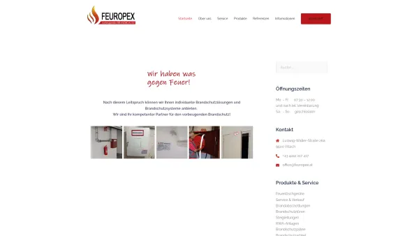 Website Screenshot: Feuropex Feuerlöscher Prüfdienst Fülldienst Verkauf - Feuropex – Feuerlöscher und Brandschutz - Date: 2023-06-22 15:00:53