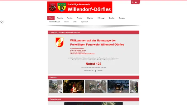 Website Screenshot: Die Freiwillige Feuerwehr Willendorf-Dörfles stellt sich vor - FF Dörfles > Home - Date: 2023-06-22 15:00:53