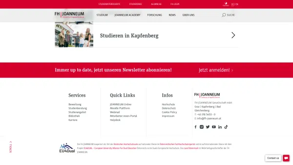 Website Screenshot: FH JOANNEUM Gesellschaft mbH FACHHOCHSCHUL-STUDIENGÄNGE Graz Kapfenberg Bad Gleichenberg - FH JOANNEUM - Date: 2023-06-22 15:00:53
