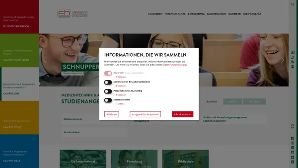 Website Screenshot: Fachhochschulstudienlehrgang âEine Investition Wissen bringt immer noch die besten Zinsenâ - Medizintechnik & Angewandte Sozialwissenschaften - FH OOE - Campus Linz - Date: 2023-06-14 10:39:51