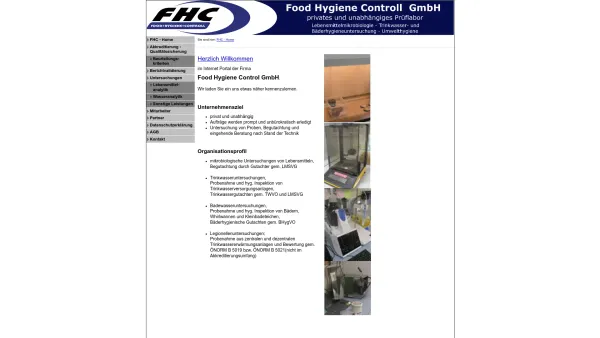 Website Screenshot: Food Hygiene Controll GmbH - FHC - Home - fhc.at - Date: 2023-06-22 15:00:53