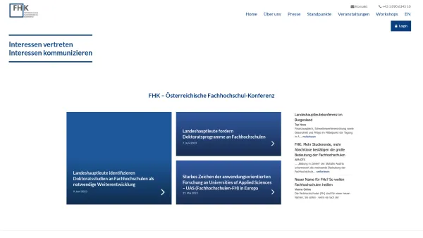 Website Screenshot: VereÖsterreichische Fachhochschul-Konferenz - FHK ✰ - Date: 2023-06-22 15:00:53