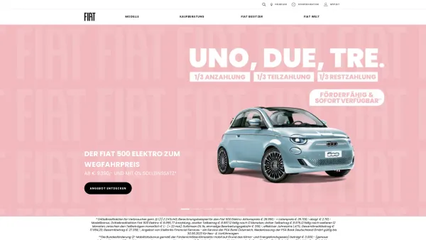Website Screenshot: Fiat PKW - Fiat Österreich | Neue Hybrid- und Elektroautos kaufen - Date: 2023-06-15 16:02:34