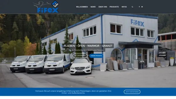 Website Screenshot: FIFEX Fliesen Öfen Design - Fifex GmbH Landeck – Fliesen – Öfen – Natursteine - Date: 2023-06-22 15:11:27
