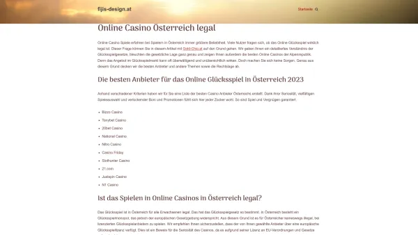 Website Screenshot: Fijis Design wir bringen Ihre Idee ins World Wide Web - Wir stellen die besten legalen Online Casinos in Österreich 2023 - Date: 2023-06-22 15:11:27