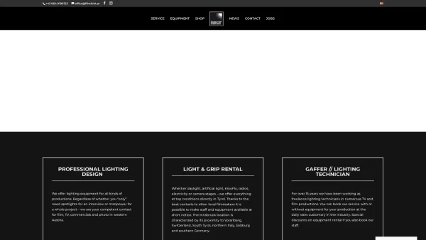 Website Screenshot: Filmlicht Robert Mayr - filmlicht.at | Professional lighting design for film, TV, commercial and photo. - Date: 2023-06-22 15:11:27