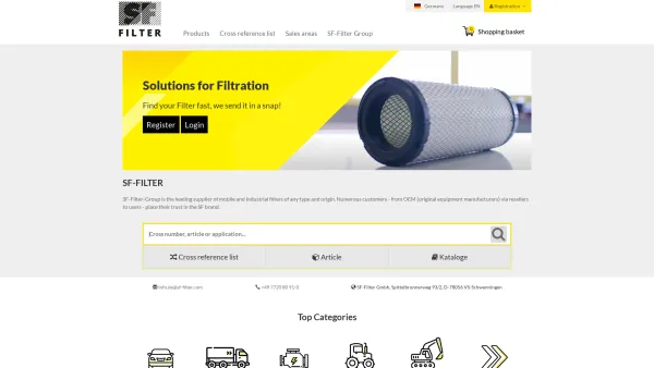 Website Screenshot: SF-Filterdienst GmbH - SF-Filter: Experts in filtration solutions - Date: 2023-06-22 15:11:27