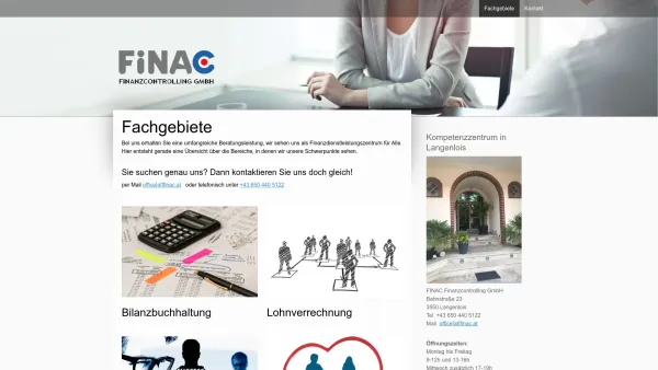 Website Screenshot: FiNAC Finanzcontrolling GesmbH. 3550 Langenlois Walterstrasse 4 Tel 43/(0)2734/77127 - Fachgebiete - sandra-fuerstls Webseite! - Date: 2023-06-14 10:39:51