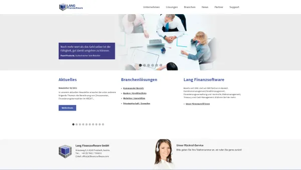 Website Screenshot: Lang Finanzsoftware GmbH & Co KG - Darlehensmanagement, Treasury Management, Liquiditätsplanung, Cash Management, Corporate Finance - Lang Finanzsoftware - Date: 2023-06-15 16:02:34
