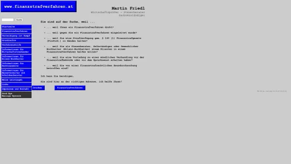 Website Screenshot: Martin Friedl, Wirtschaftsprüfer und Steuerberater - Finanzstrafverfahren - Date: 2023-06-22 15:11:27