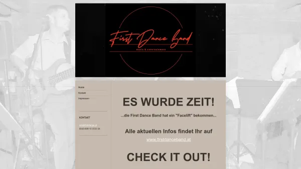 Website Screenshot: First Dance Band - Hochzeits-Musik:First Dance Band-Musik & Entertainment-Termin sichern - Date: 2023-06-26 10:26:19
