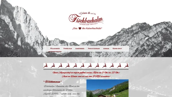 Website Screenshot: Gasthaus Alpengasthof Fischbachalm am Wilden Kaiser Kaiserbachtal Tirol Österreich Austria - Willkommen auf der Fischbachalm - Alpengasthof Fischbachalm im Kaiserbachtal Tirol - Date: 2023-06-22 15:00:56