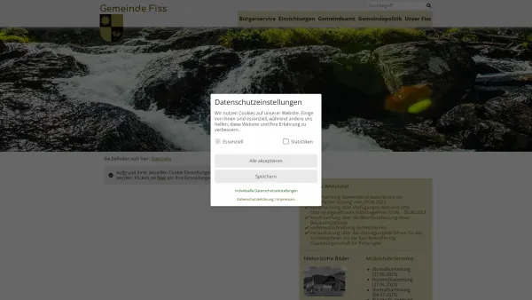 Website Screenshot: Gemeindeamt Fiss RiS-Kommunal - Fiss - GEM2GO WEB - Startseite - Date: 2023-06-22 15:15:44