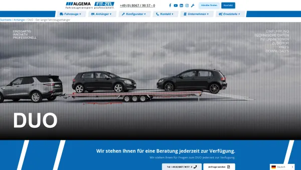 Website Screenshot: Fit-zel GesmbH - DUO - Der lange Autotransportanhänger für 2 Fahrzeuge - Date: 2023-06-15 16:02:34